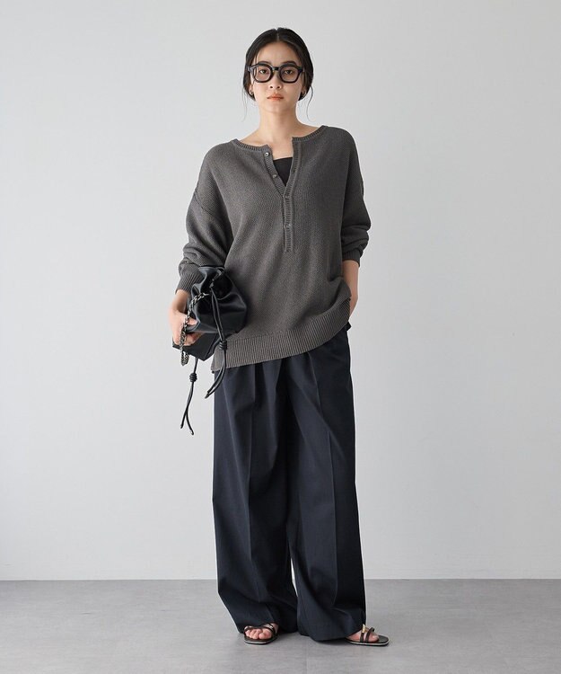 YECCA VECCA メタルホックワイドパンツ Light Beige