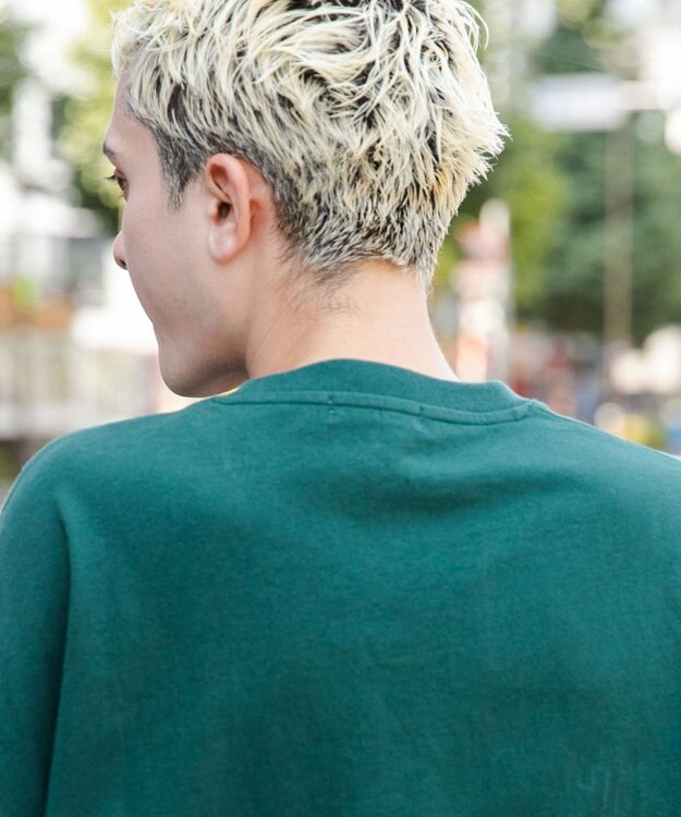 WEGO ヘビーウエイト刺繍グラフィックロンT ダークグリーン