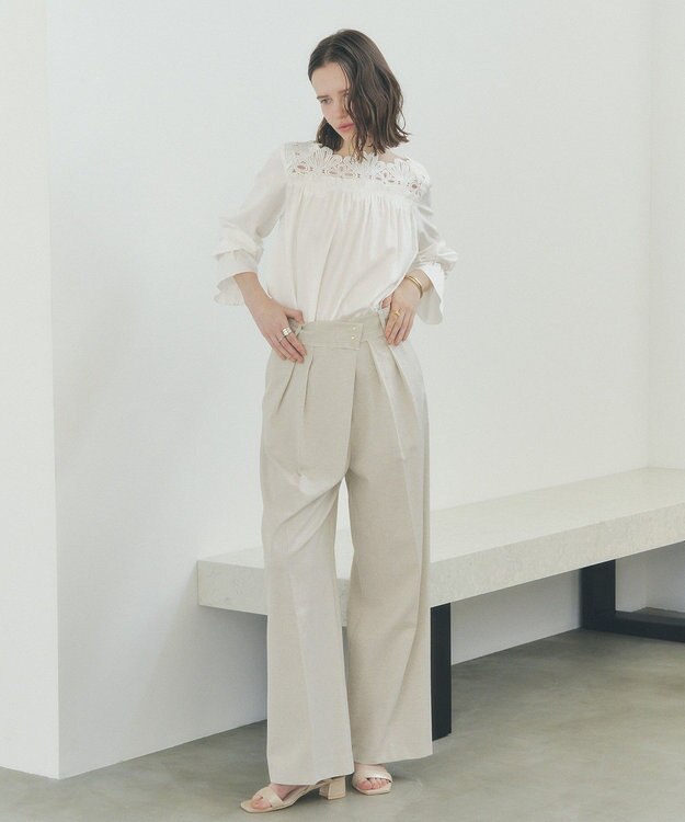 YECCA VECCA メタルホックワイドパンツ Light Beige