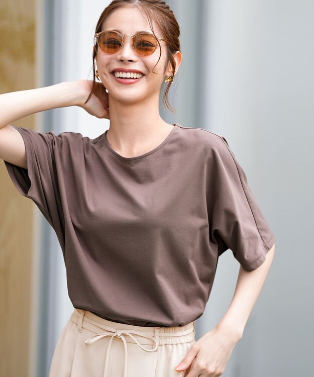 ANY SIS S ショート丈ドルマン５分袖 プルオーバー モカ