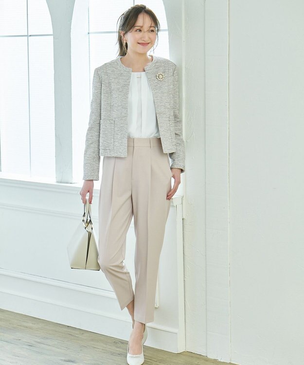 ANY L ツイードジャケット オフ×ブラック