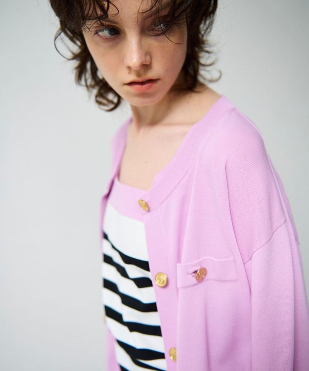 GRACE CONTINENTAL 配色ニットカーディガン ピンク