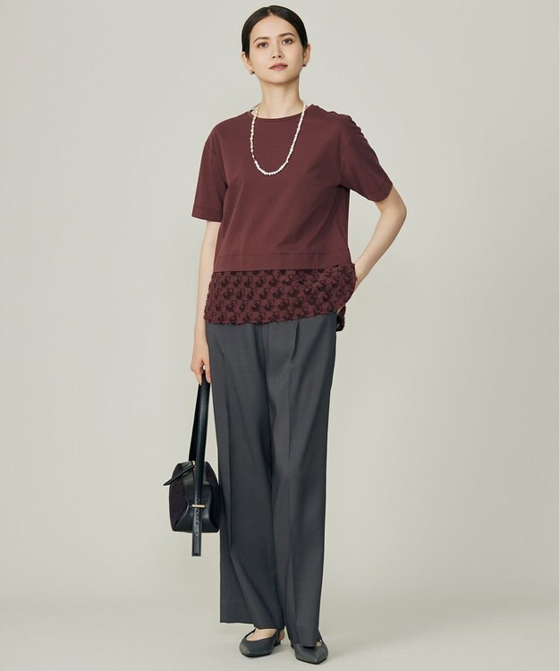 自由区 S 【カタログ掲載】ウールライクストレッチワイド パンツ チャコールグレー