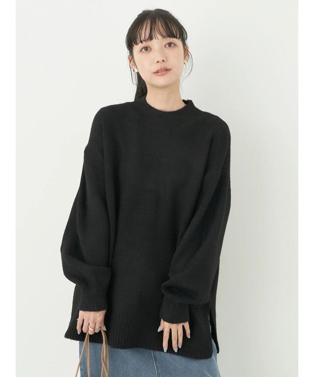 earth music&ecology ＦＬＵＦＦＹハイネックチュニック Black