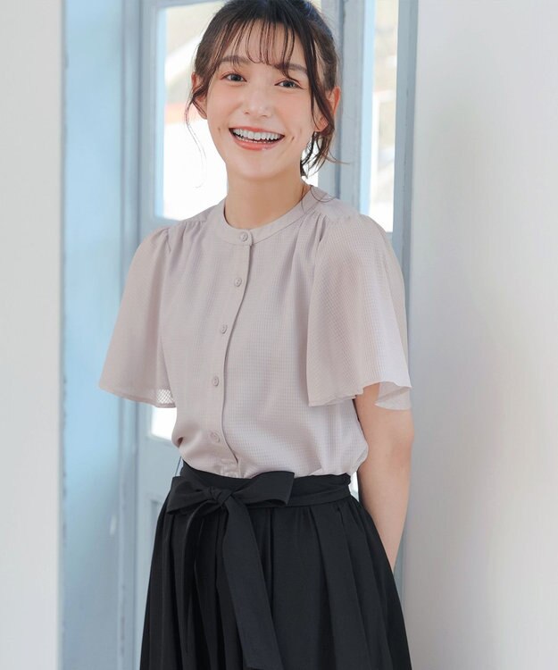 Tiaclasse 【セットアップ対応・洗える】シアーチェックブラウス グレー