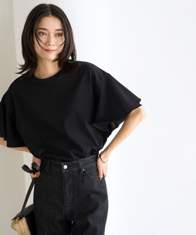 UNFILO フレアスリーブ Tシャツ ブラック