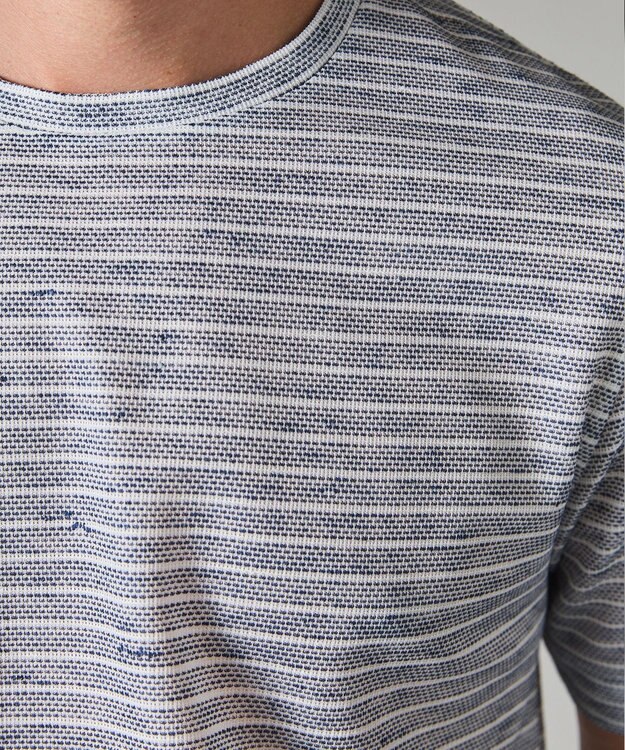 GOTAIRIKU NEW【麻混の清涼感】ノルマンディーリネン ボーダーTシャツ ネイビー系2