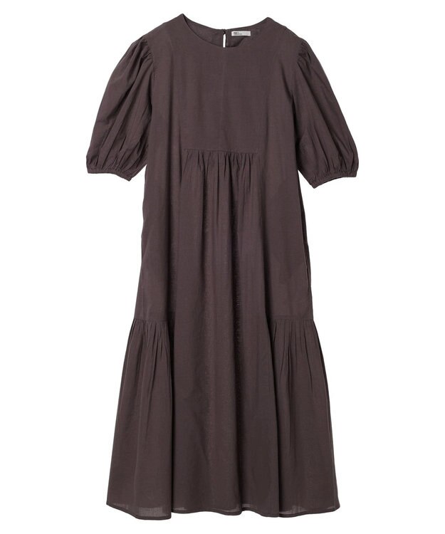CRAFT STANDARD BOUTIQUE インド綿パフスリーブギャザーワンピース Purple