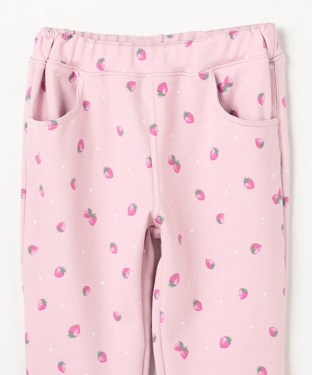 ANY KIDS 7days 裏シャギー 総柄ガーリーパンツ ピンクベージュ×イチゴ