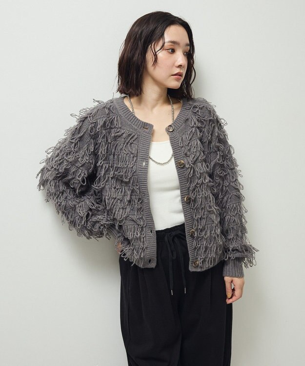 Green Parks ループニットカーディガン Gray