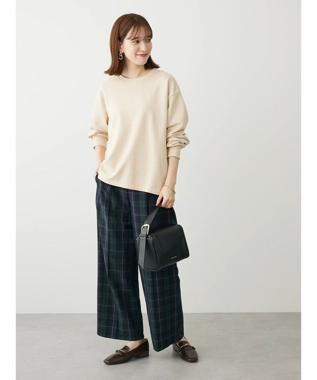 Green Parks きれいシルエットチェックワイドパンツ Glen Check