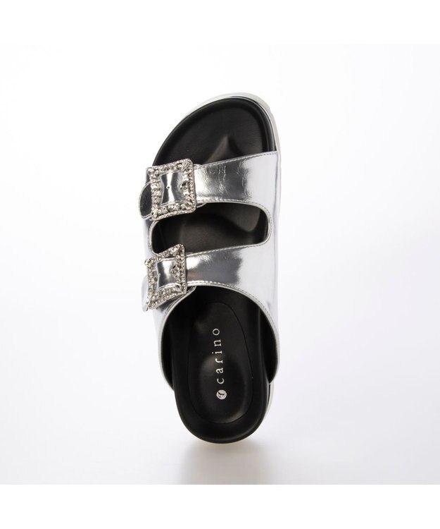 MODE ET JACOMO <carino>厚底ビジューバックルサンダル シルバー