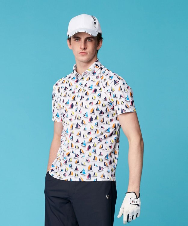23区GOLF 【MEN】【吸水速乾・UVケア】マルチヨットプリント 半袖ポロシャツ ホワイト系5