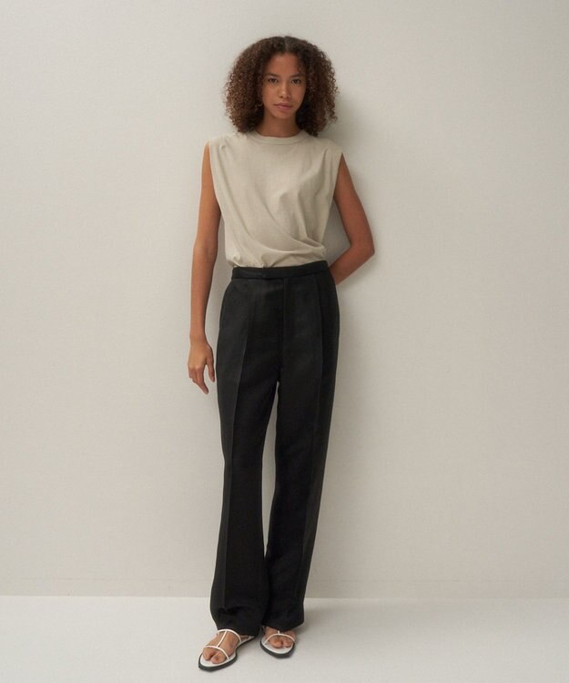 ATON LINEN CUPRA | ストレートパンツ BLACK