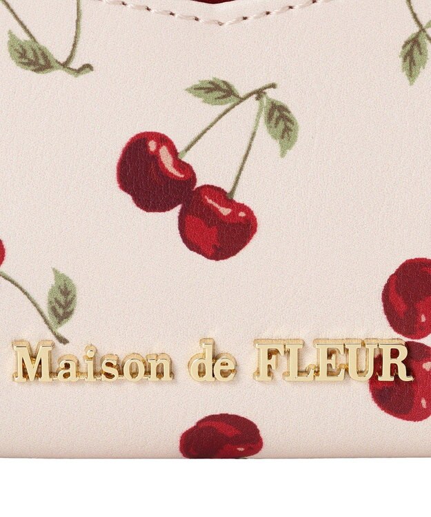 Maison de FLEUR リーフ付きチェリーカードケース Red