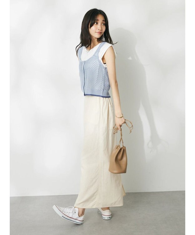 CRAFT STANDARD BOUTIQUE 配色メッシュニットビスチェ Ivory