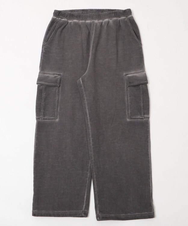 WEGO 【ユニセックス着用ITEM/ウエストゴム/MLサイズ展開】ワイドスウェットカーゴパンツ ブラックその他