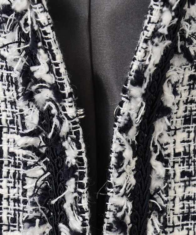 ANY ファンシーラメツイード ノーカラージャケット ホワイト系3