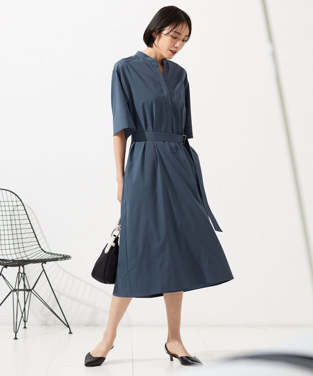 自由区 L 【カタログ掲載・接触冷感・UVケア・洗える】ファンクショナルクロス ワンピース インク