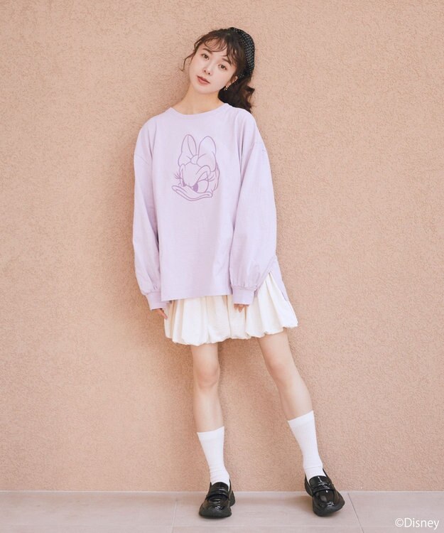 earth music&ecology 【予約】Disney/アソート刺繍入り靴下 ラベンダー
