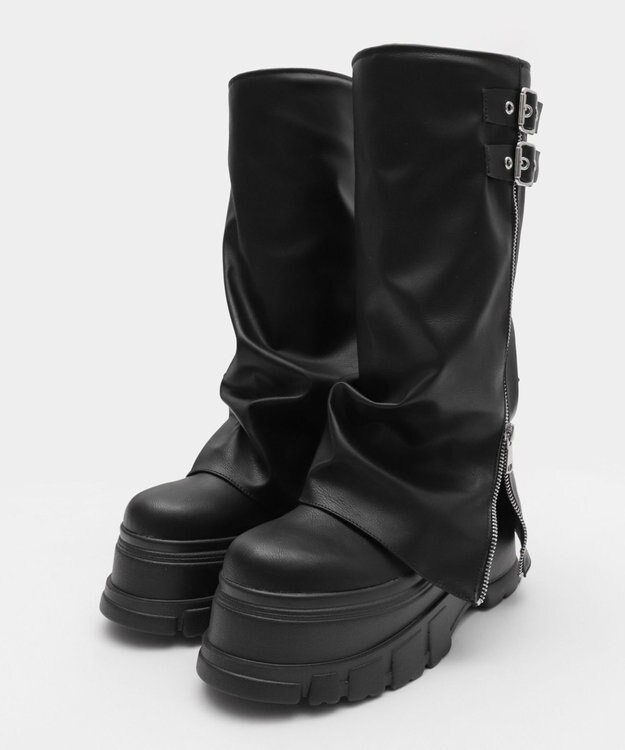 WEGO 厚底カバーロングブーツ ブラック