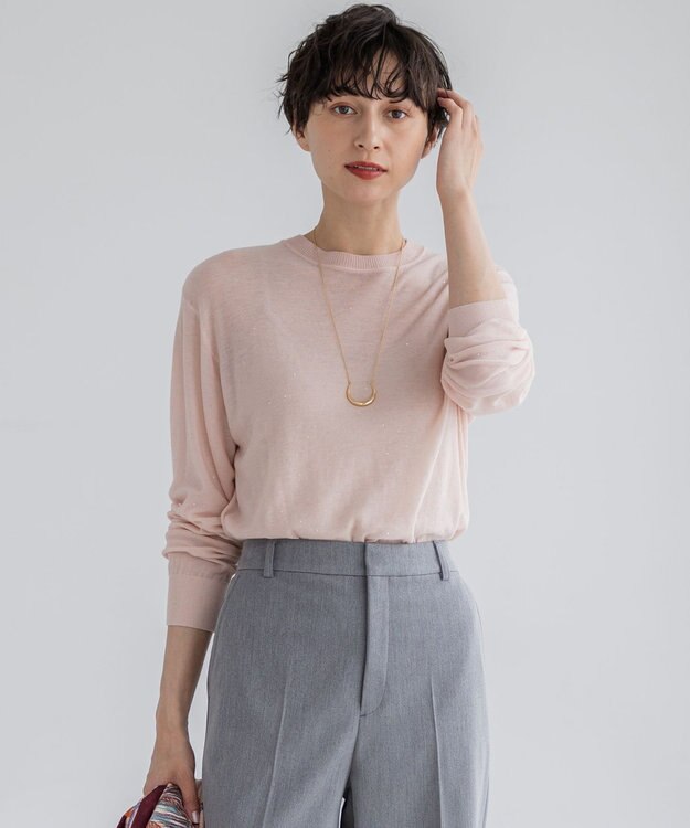 23区 S 【洗える】シアースパンコール ニット ピンクベージュ系