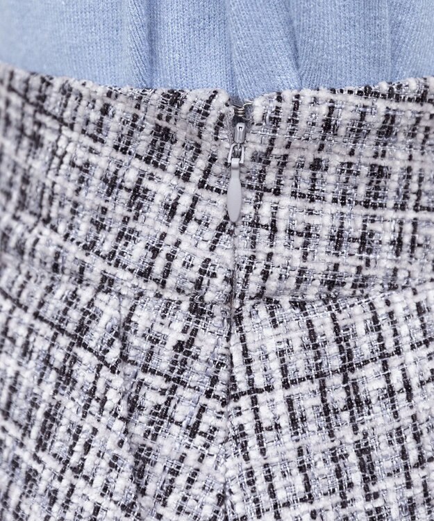 Tiaclasse 【洗える】大人華やかなツイードフレアスカート グレー