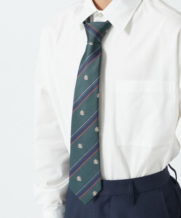 WEGO 【SCHOOLITEM】メンズエンブレム柄スクールネクタイ グリーン