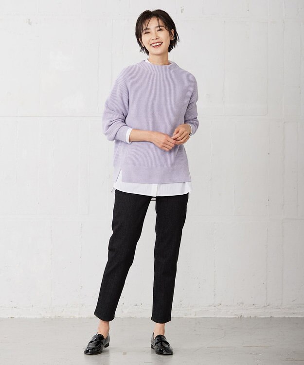 J.PRESS LADIES 【洗える】BASIC STRETCH DENIM ストレート パンツ ブラック系