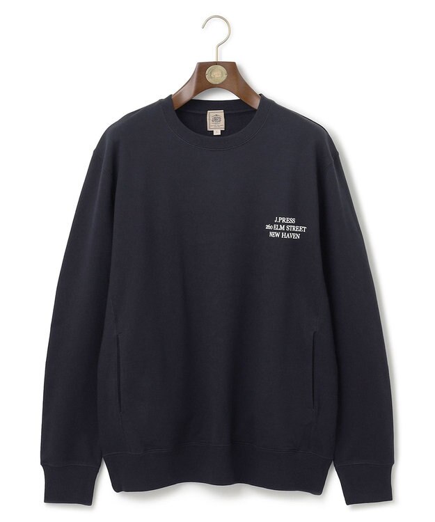 J.PRESS MEN インレージャージー アドレスプリント ロゴトレーナー ネイビー系