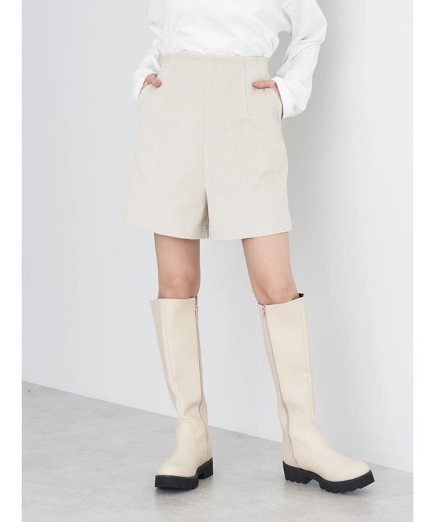earth music&ecology ワッフルコーデュロイショートパンツ Ivory