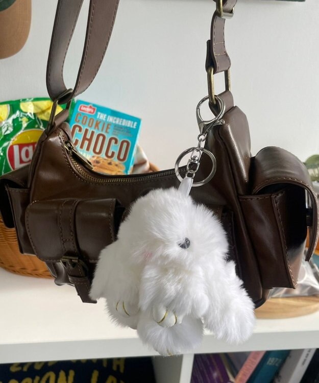 WEGO もふもふうさぎぬいぐるみキーホルダー ホワイト