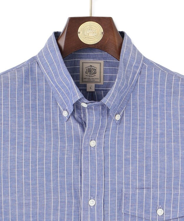 J.PRESS MEN 【WEB・一部店舗限定】コットンリネンストライプシャツ ネイビー系1