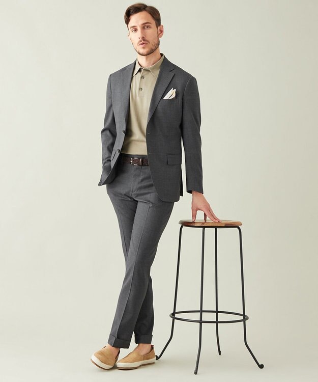 GOTAIRIKU 【AIRY MOVE / セットアップ対応】ウォッシャブルウールトロピカル セットアップジャケット ライトグレー系