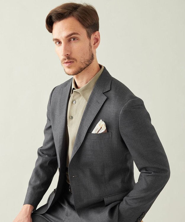 GOTAIRIKU 【AIRY MOVE / セットアップ対応】ウォッシャブルウールトロピカル セットアップジャケット ライトグレー系