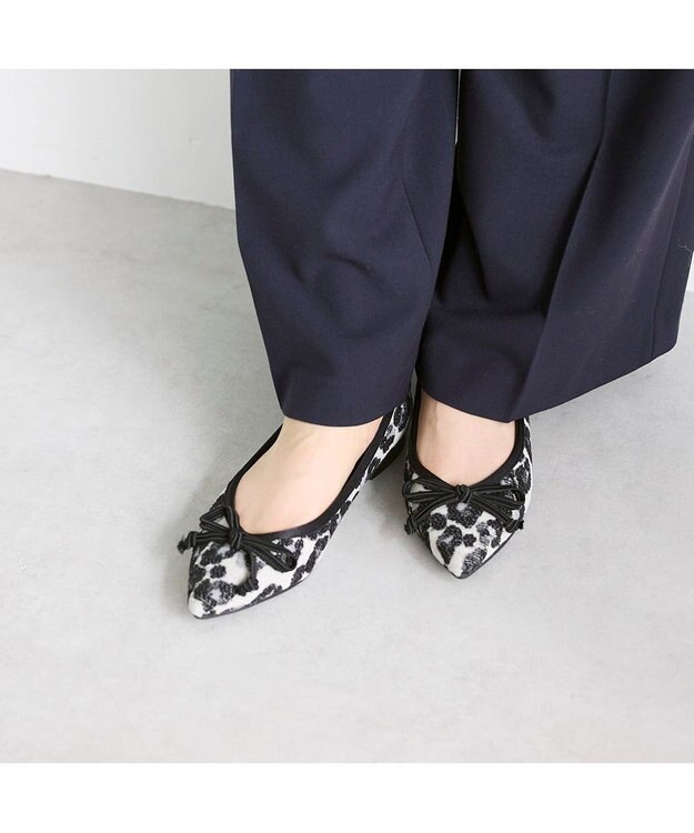 MODE ET JACOMO <carino>ポインテッドトゥバレエシューズ グレーコンビ