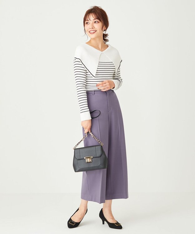 ANY SIS 【保温性あり/洗える】サーモ 2WAYストレッチ ワイドパンツ ラベンダー