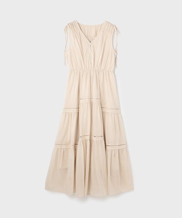 GRACE CONTINENTAL コットンシルクティアードワンピース ベージュ