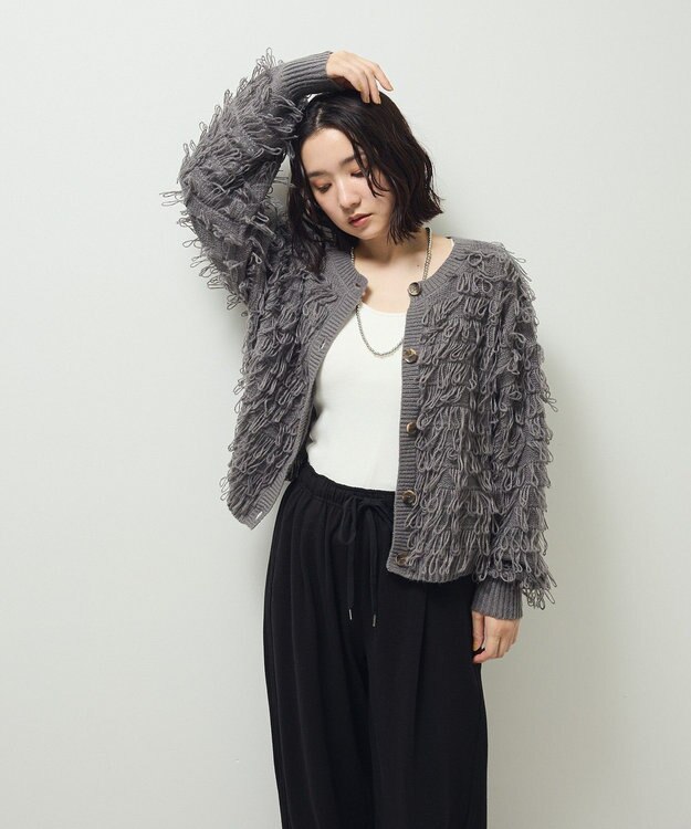 Green Parks ループニットカーディガン Gray