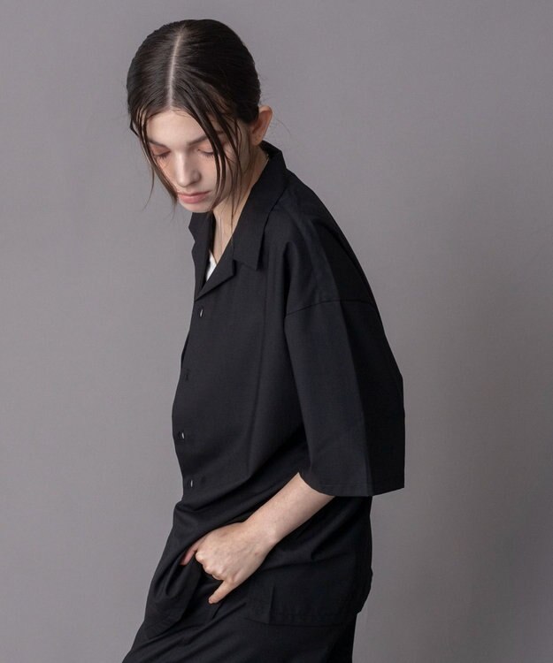 WEGO 【ユニセックス着用ITEM/SMLサイズ展開】 TRオープンカラーシャツ（SS） ブラック