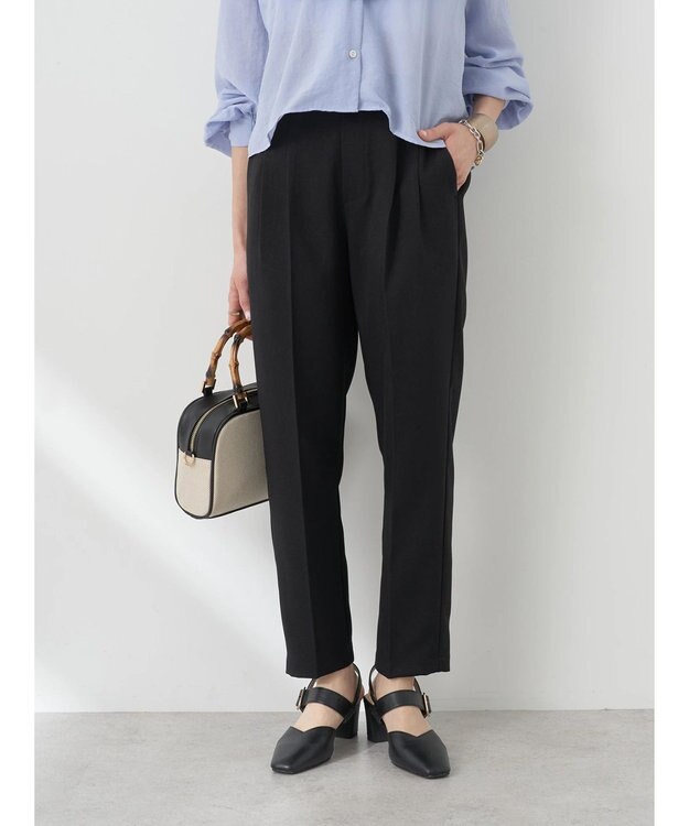 earth music&ecology 接触冷感テーパードパンツ Black