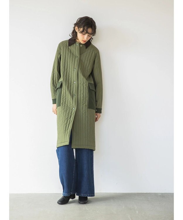 AMERICAN HOLIC キルポカ異素材Ｍｉｘロングコート Khaki