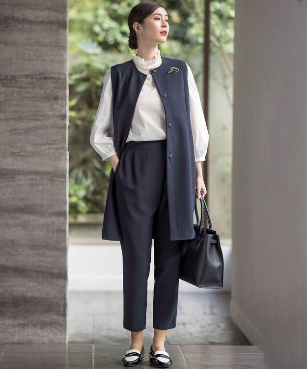 組曲 L 【KUMIKYOKU NAVY】スタンドフリルシャーティング ブラウス アイボリー系