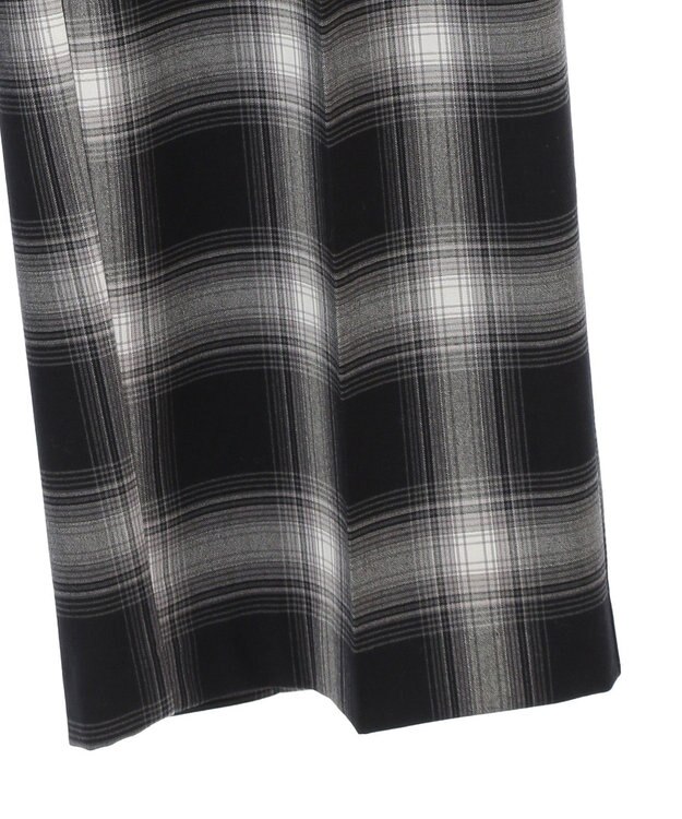 Green Parks あったかきれシル柄　ワイドストレートパンツ Check Black