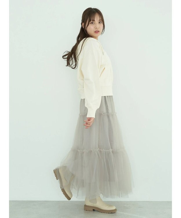 earth music&ecology 裏毛ＺＩＰパーカー Ivory