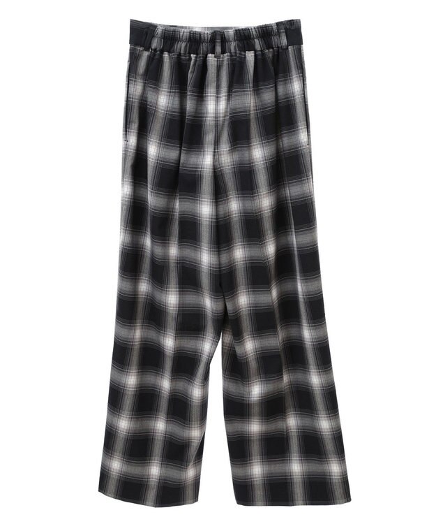 Green Parks あったかきれシル柄　ワイドストレートパンツ Check Black