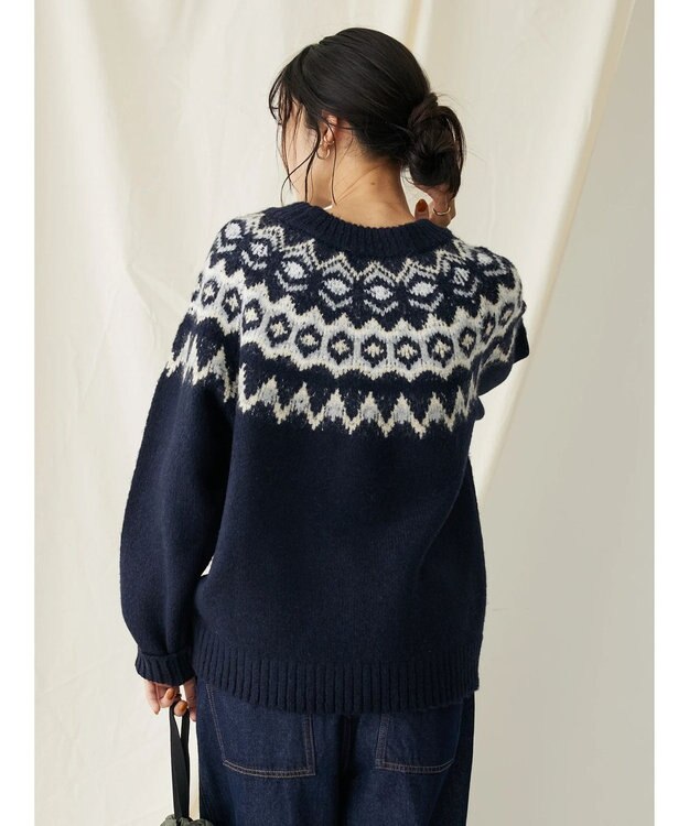 CRAFT STANDARD BOUTIQUE 求心柄ニットプルオーバー Navy