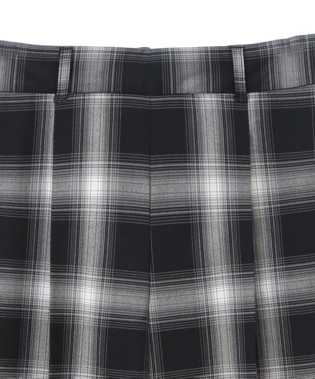 Green Parks あったかきれシル柄　ワイドストレートパンツ Check Black