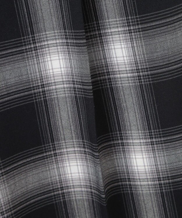 Green Parks あったかきれシル柄　ワイドストレートパンツ Check Black