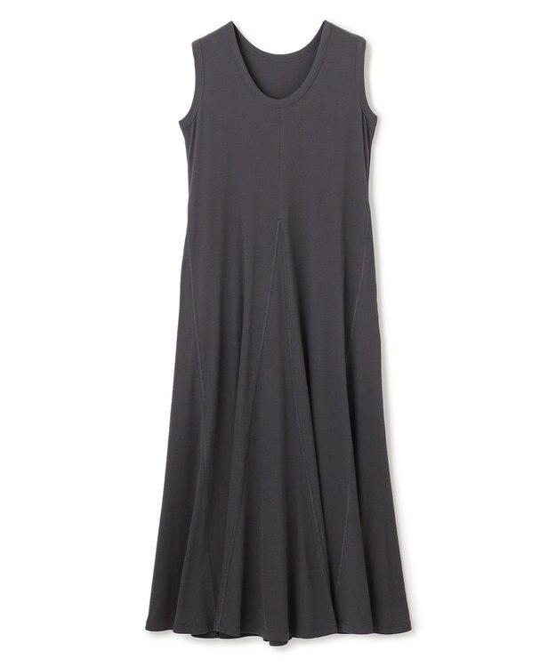 UNFILO ドライタッチフライス フレアワンピース チャコール